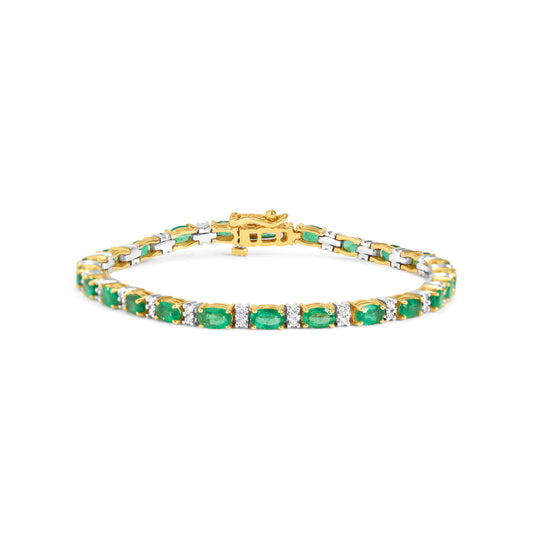 Emerald & Diamond Oval Tennis Bracelet