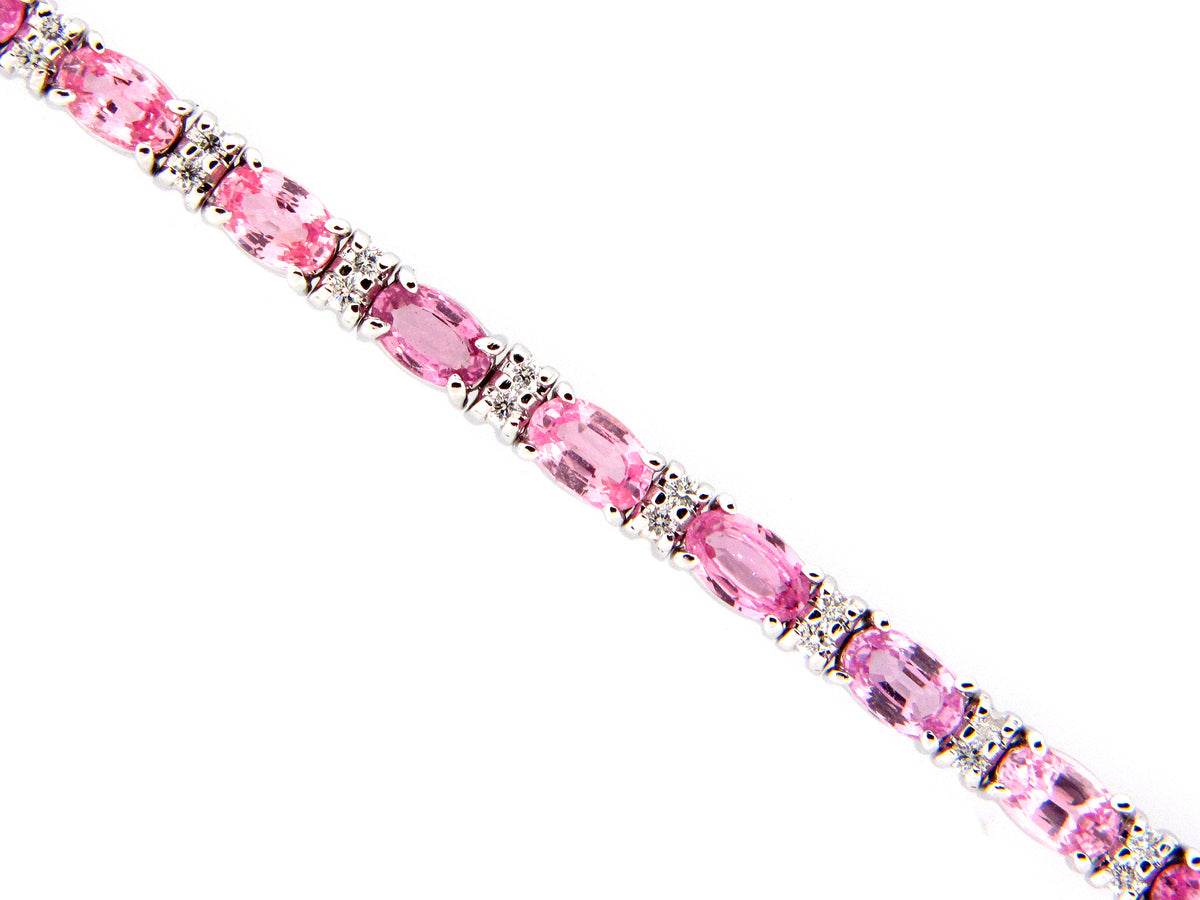 PINK SAPPHIRE & DIAMOND BRACELET, 14KW (H)