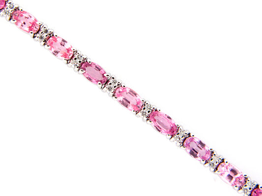 PINK SAPPHIRE & DIAMOND BRACELET, 14KW (H)