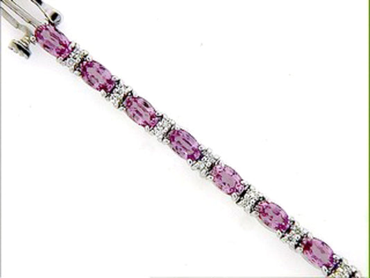 PINK SAPPHIRE & DIAMOND BRACELET, 14KW (H)