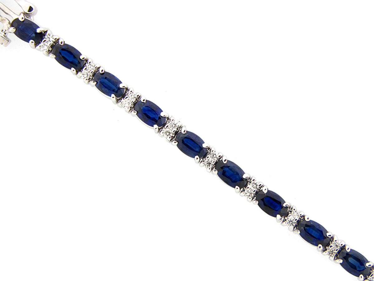 SAPPHIRE & DIAMOND BRACELET, 8", 14KW (H)
