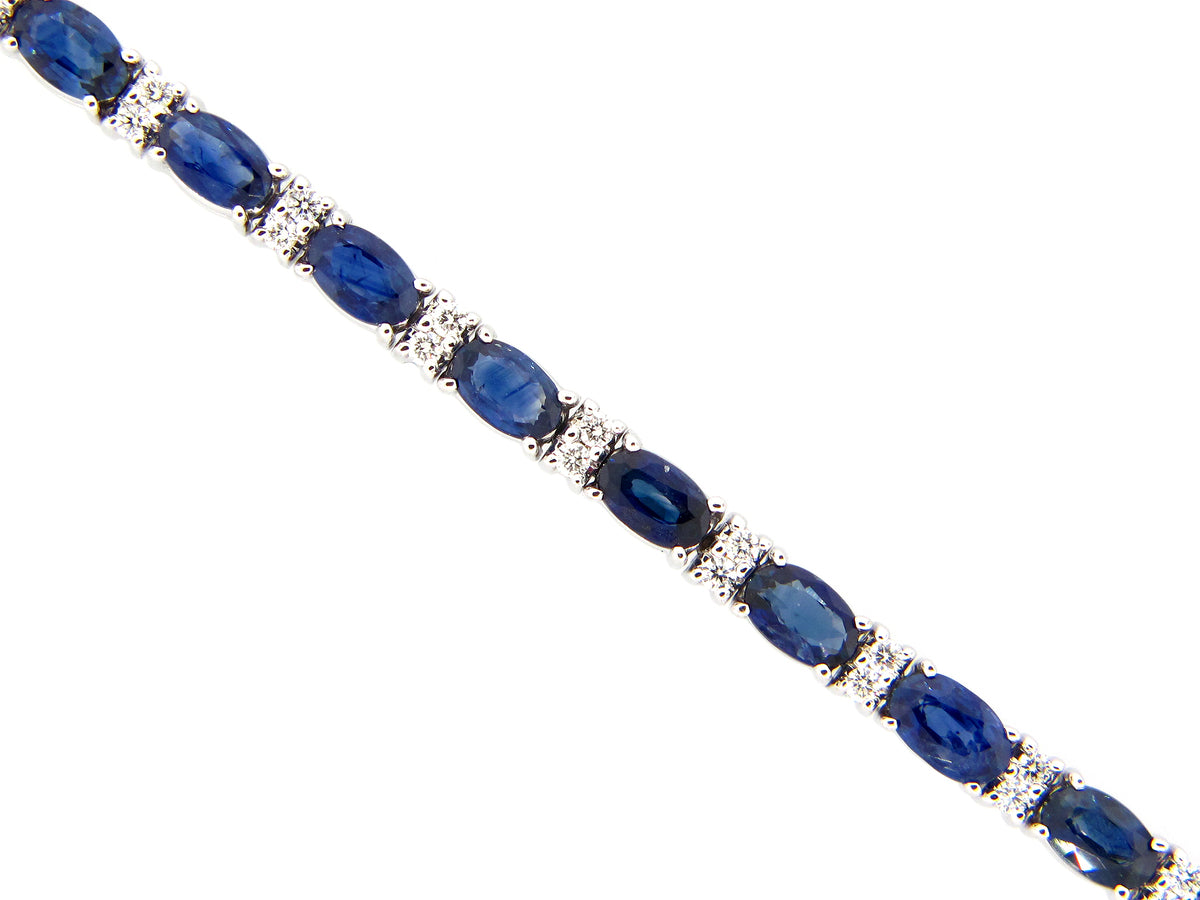 SAPPHIRE & DIAMOND BRACELET, 14KW (H)