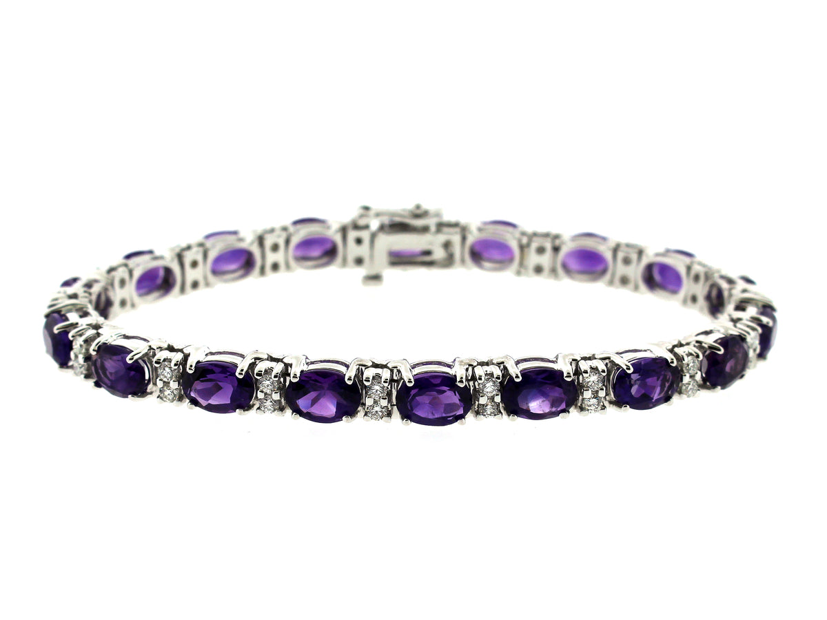 AMETHYST & DIAMOND BRACELET, 18KW (H)