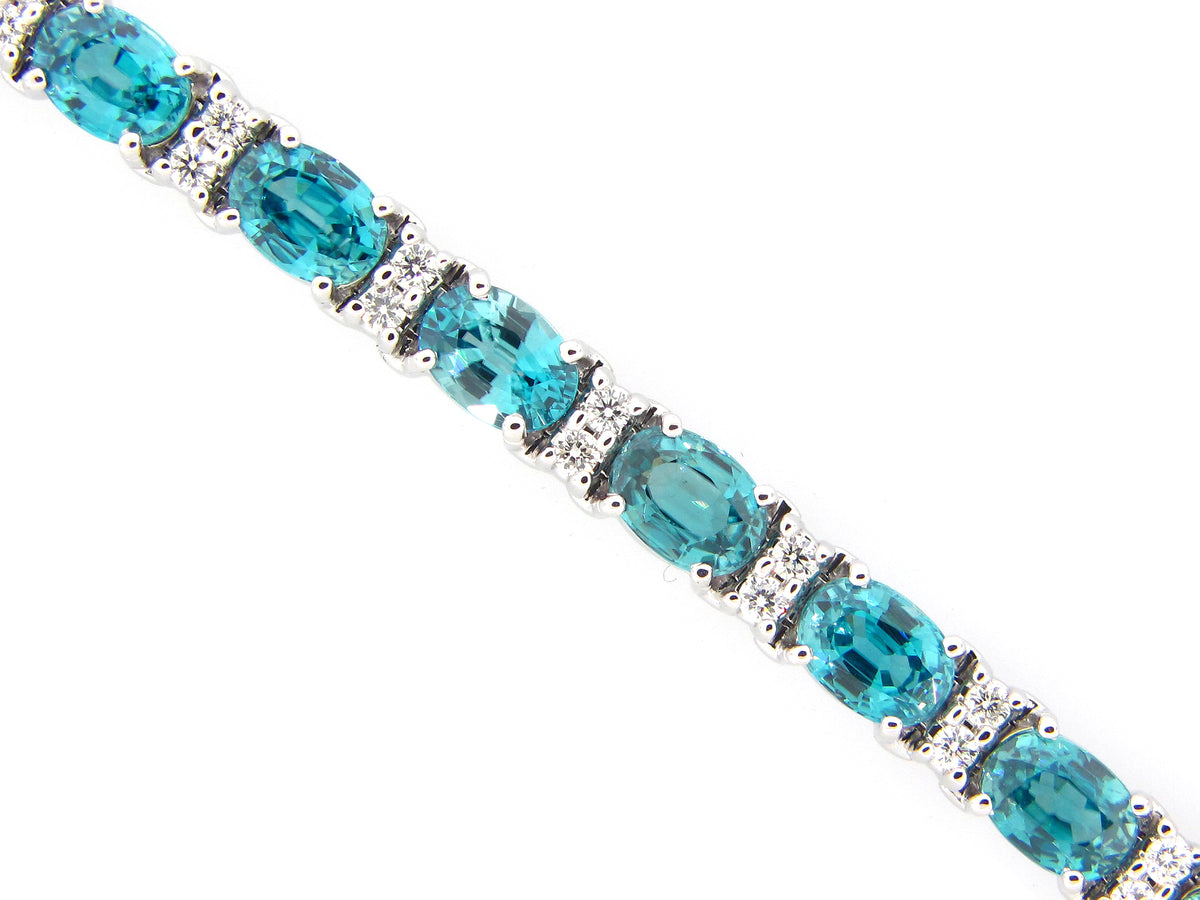 Blue Zircon Diamond Bracelet, 14kw (H)
