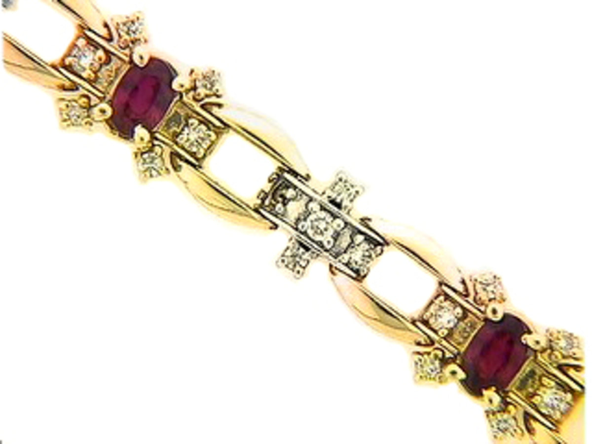 RUBY & DIAMOND BRACELET, 14KT (H), C=2.45