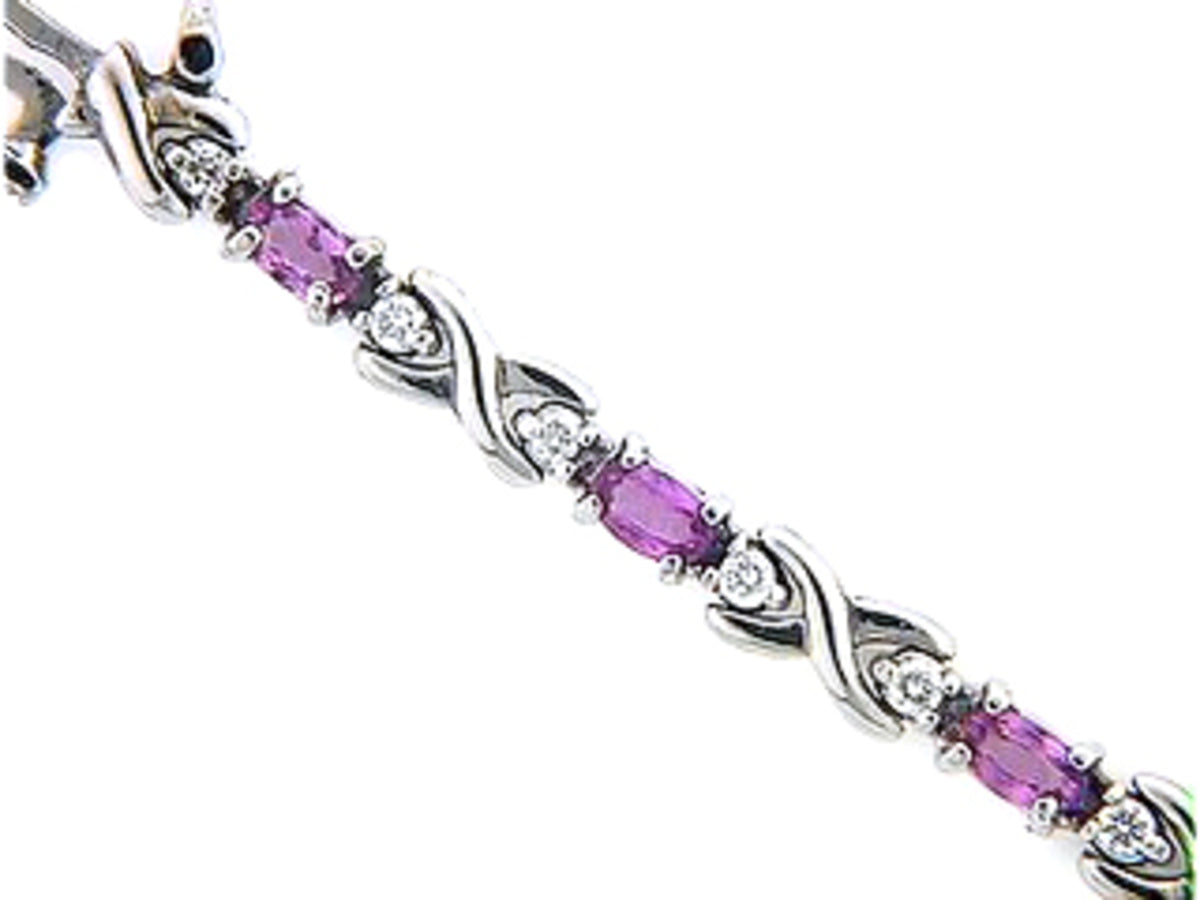 PINK SAPPHIRE & DIAMOND BRACELET, 14KW (H), C=3.45