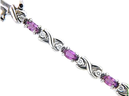 PINK SAPPHIRE & DIAMOND BRACELET, 14KW (H), C=3.45