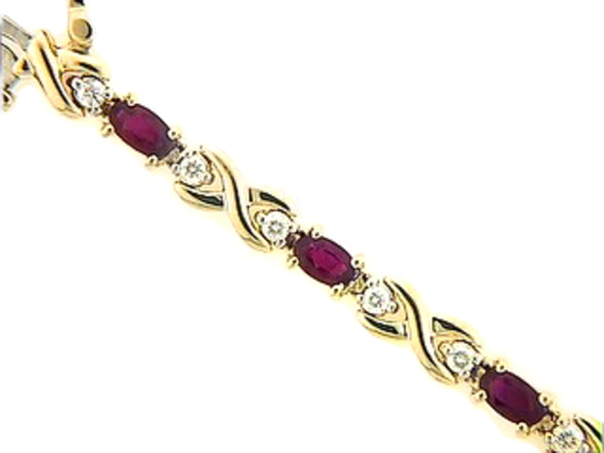 RUBY & DIAMOND BRACELET, 14KY (H), C=3.45