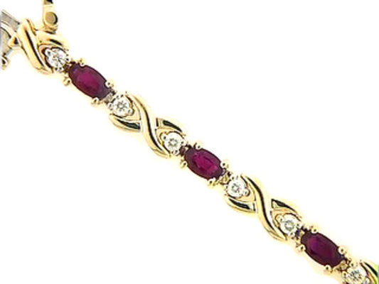 RUBY & DIAMOND BRACELET, 14KY (H), C=3.45
