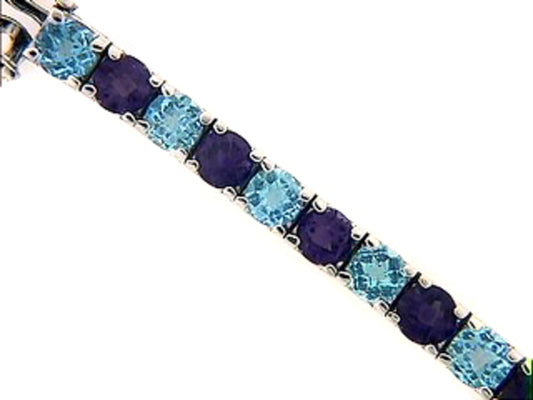 CHB BLUE TOPAZ & AMETHYST BRACELET, 14KW (R/H)