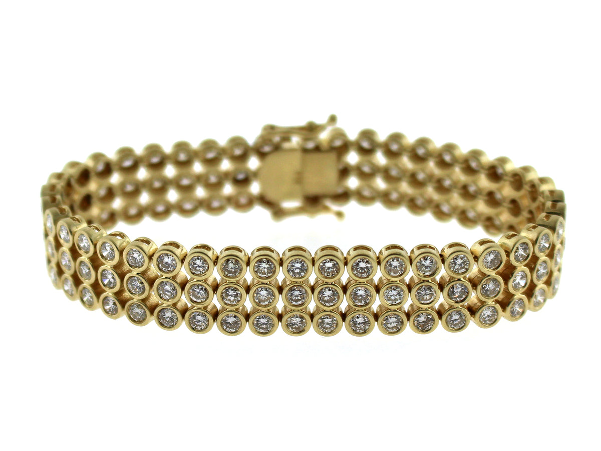 DIAMOND 3 ROW BEZEL BRACELET, SATIN FINISH, 14KY (N), SPECIAL