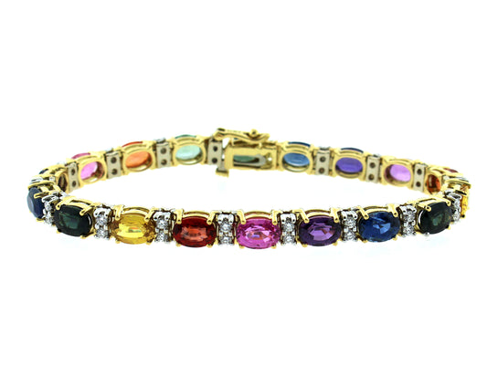 F/C SAPPHIRE & DIAMOND BRACELET, 18KWY (H/U)