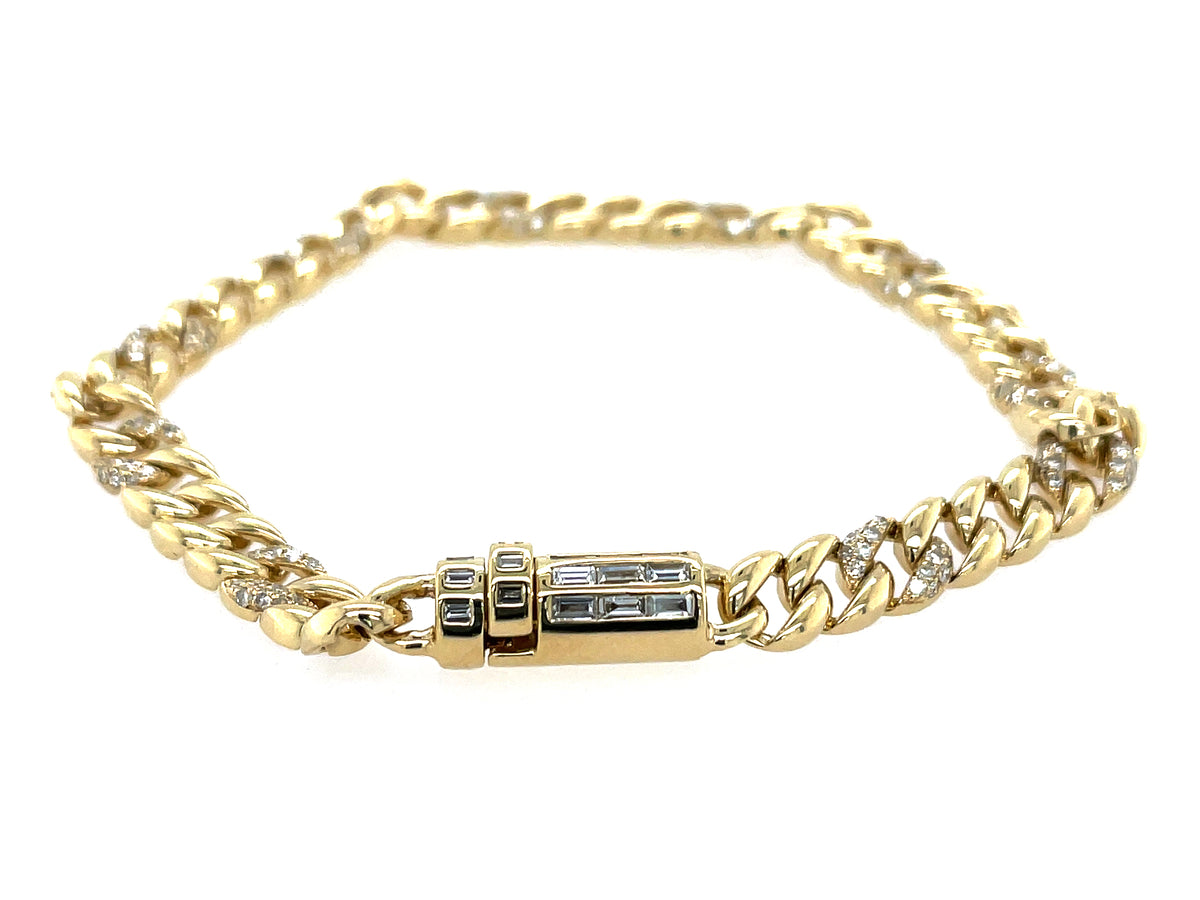 DIAMOND LINK BAGUETTE CLASP BRACELET, 5MM