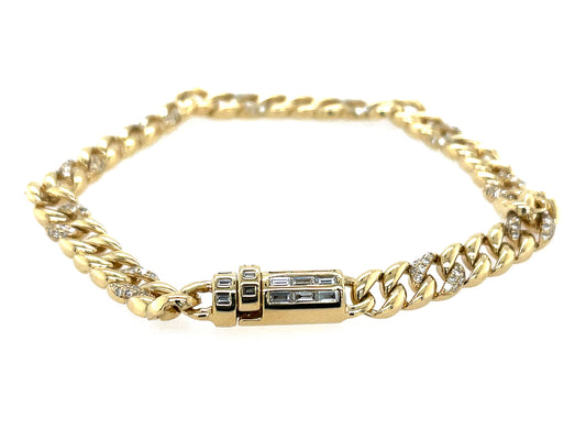 DIAMOND LINK BAGUETTE CLASP BRACELET, 5MM