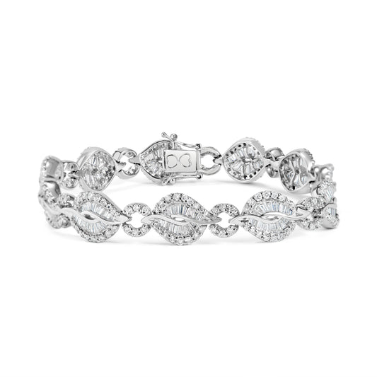 Diamond Baguette & Round Leaf Bracelet