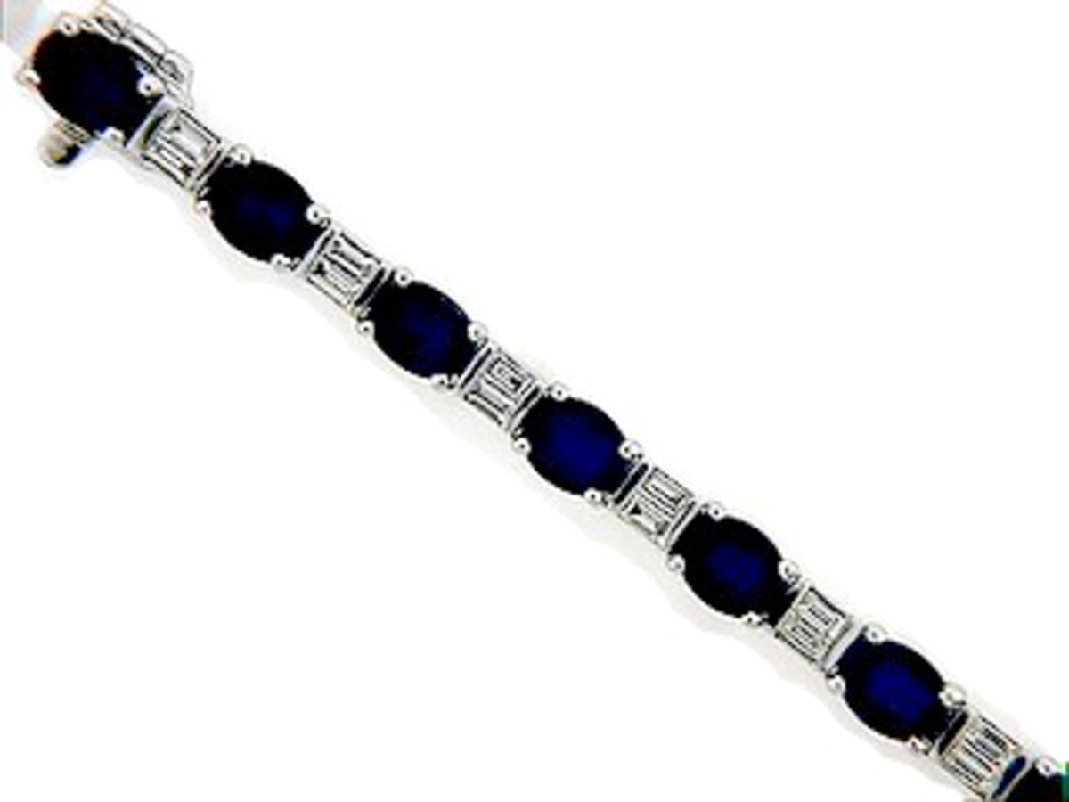 SAPPHIRE & DIAMOND BRACELET, 18KW (H), C=8.25