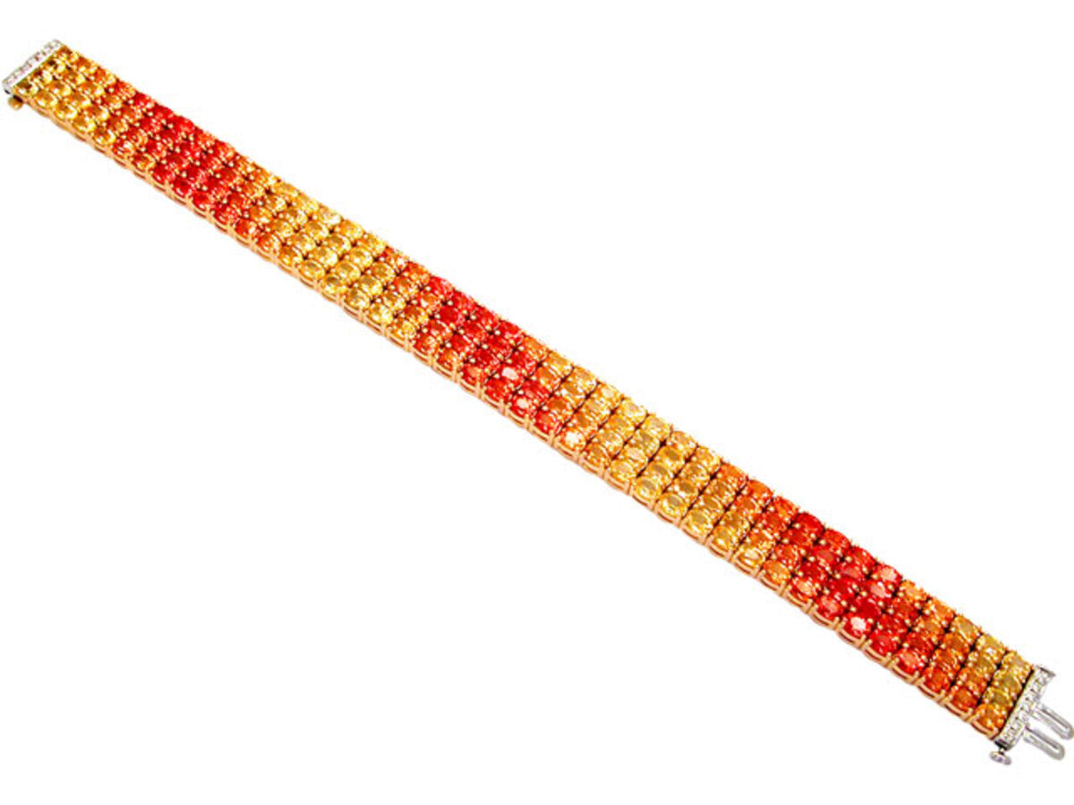 ORANGE SAPPHIRE & DIAMOND BRACELET