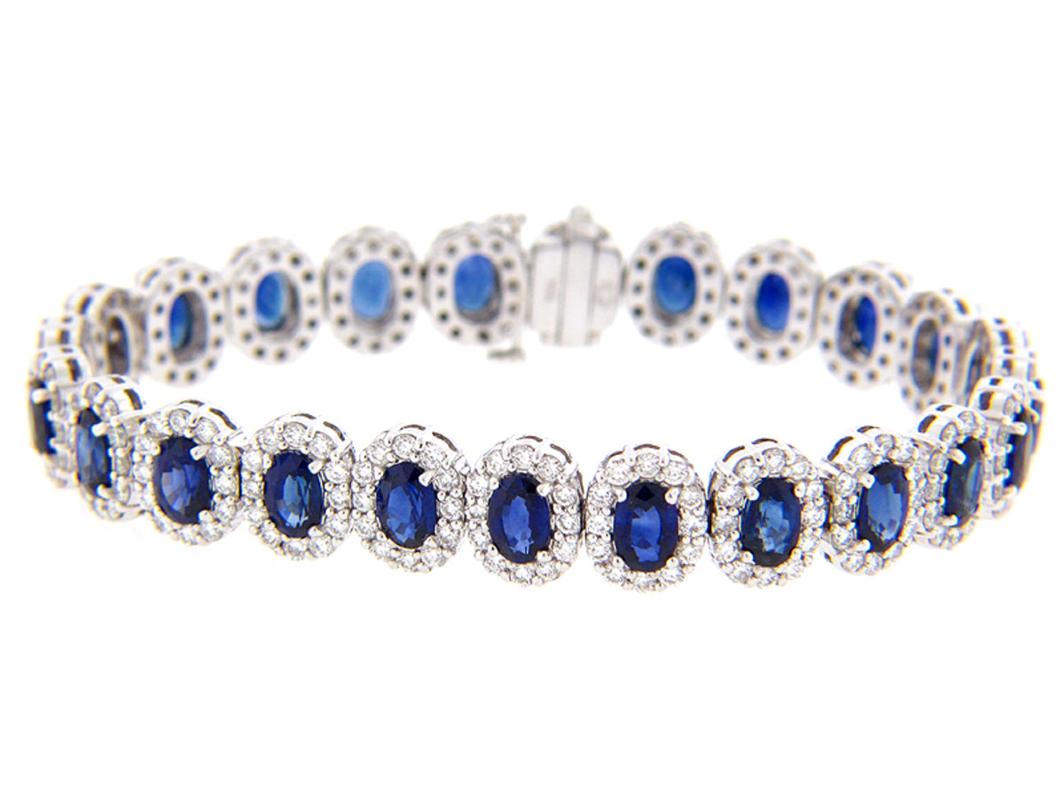 SAPPHIRE & DIAMOND BRACELET, 18KW (H), C=17.94