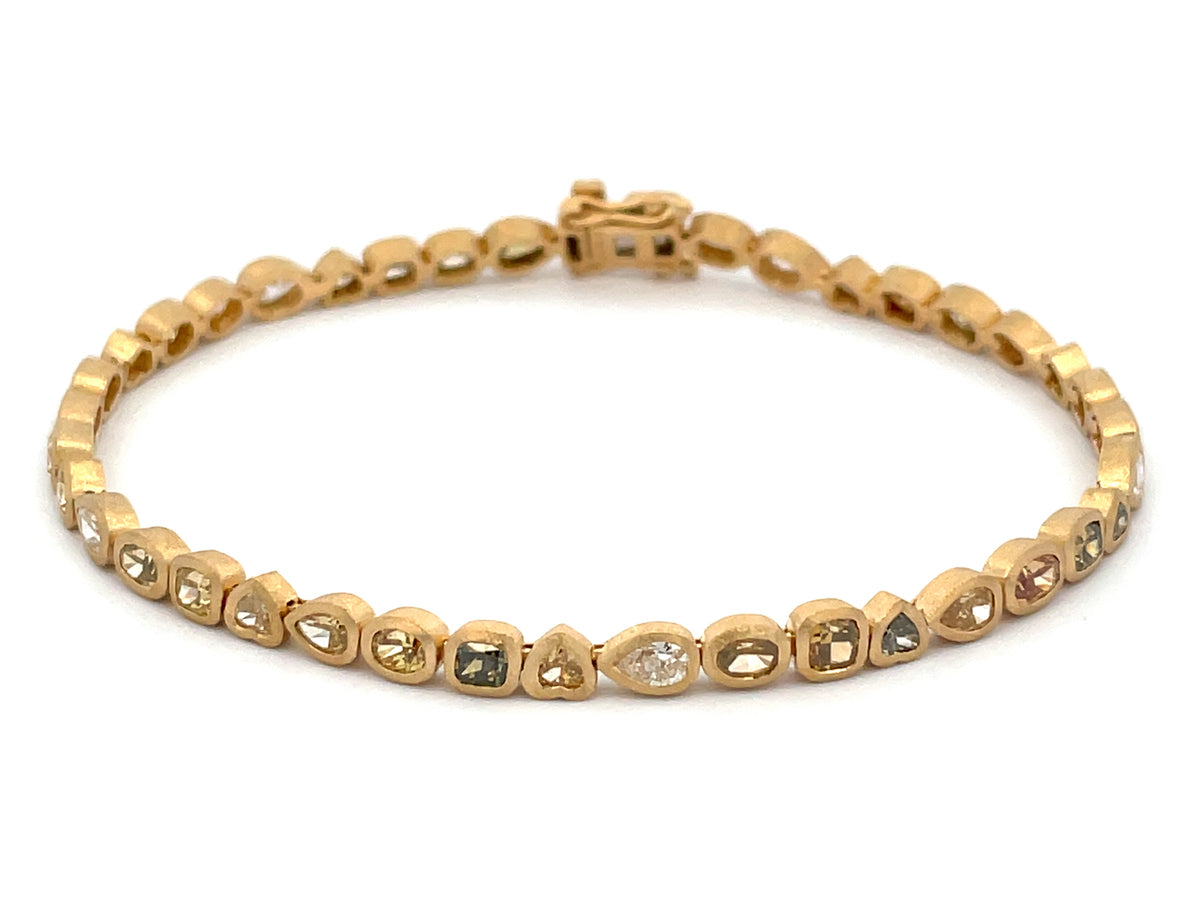 NATURAL FANCY COLOR DIAMOND & WHITE DIAMOND BRACELET, SATIN FINISH, 7"