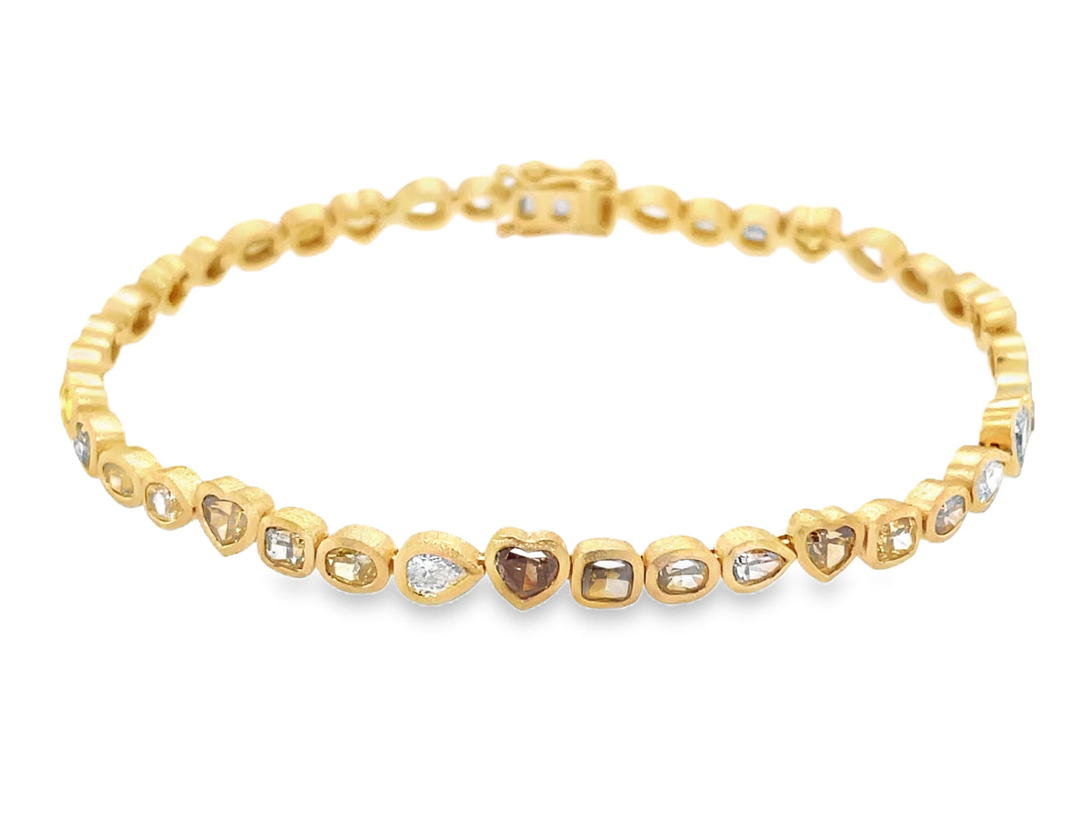 NATURAL FANCY COLOR DIAMOND & WHITE DIAMOND BRACELET, SATIN FINISH, 7"
