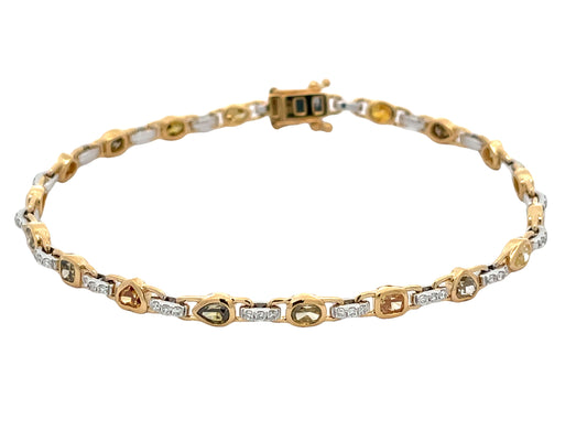 NATURAL FANCY COLOR DIAMOND & WHITE DIAMOND BRACELET, 7"