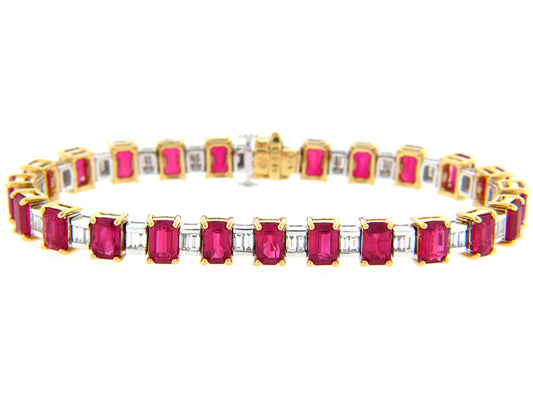 RUBY  & DIAMOND BRACELET, 18KT (H), C=17.21
