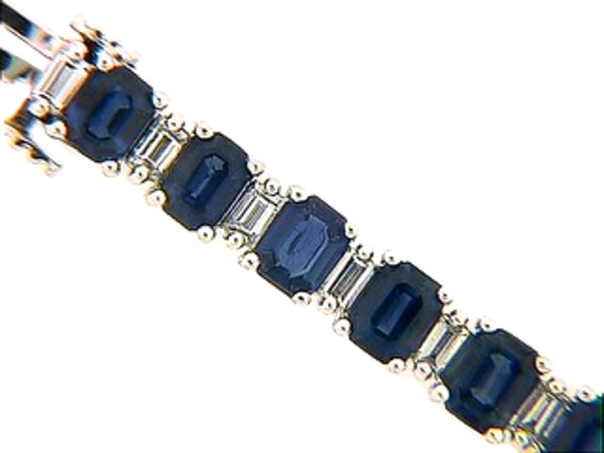 SAPPHIRE & DIAMOND BRACELET, 18KW (H), C=11.25