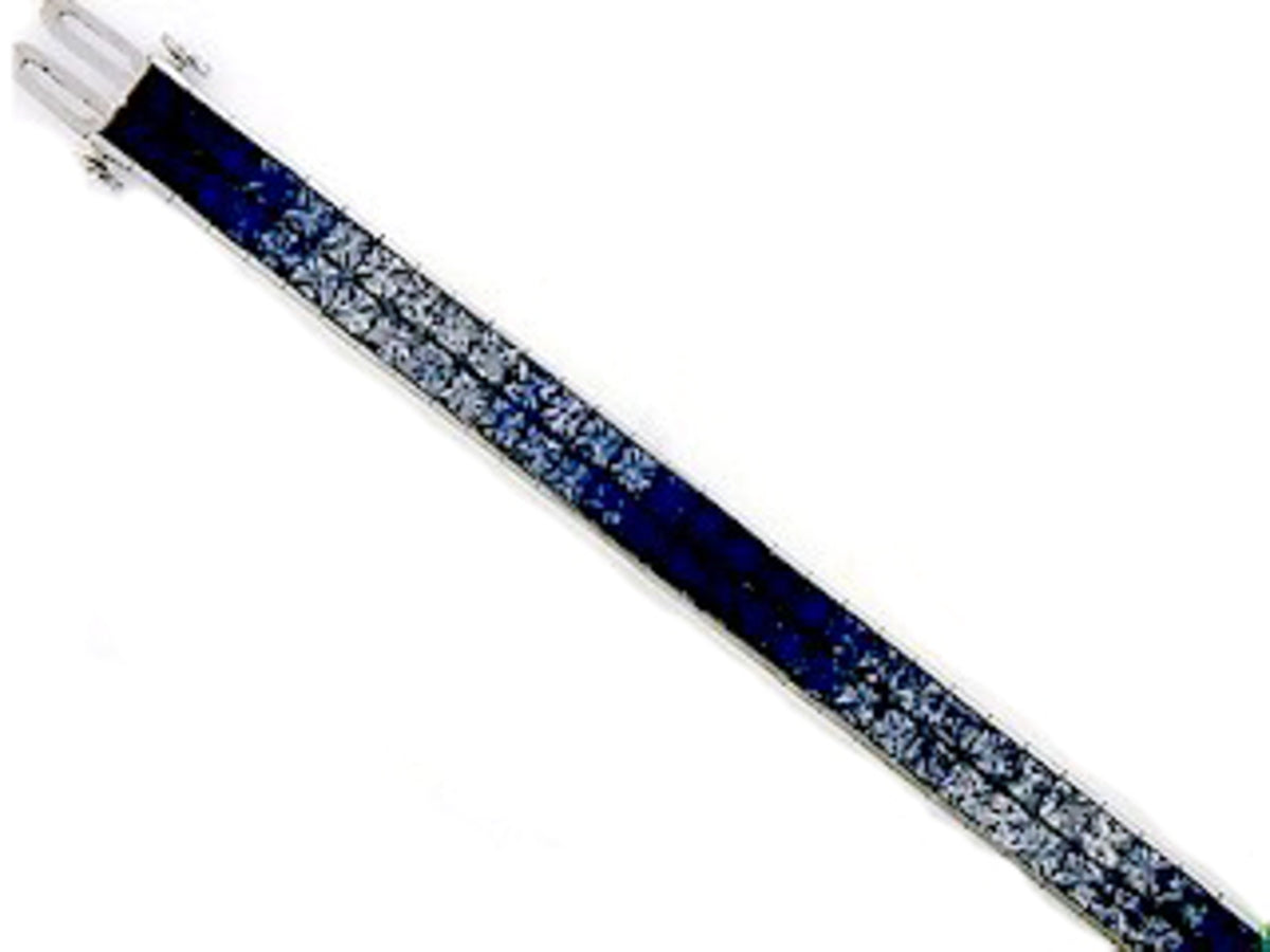 SAPPHIRE 2 ROW INVISIBLE SET BRACELET, 18KW (H)