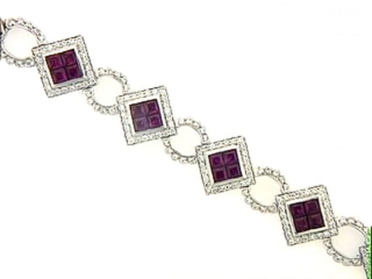 RUBY & DIAMOND BRACELET, 18KW (H), C=5.39