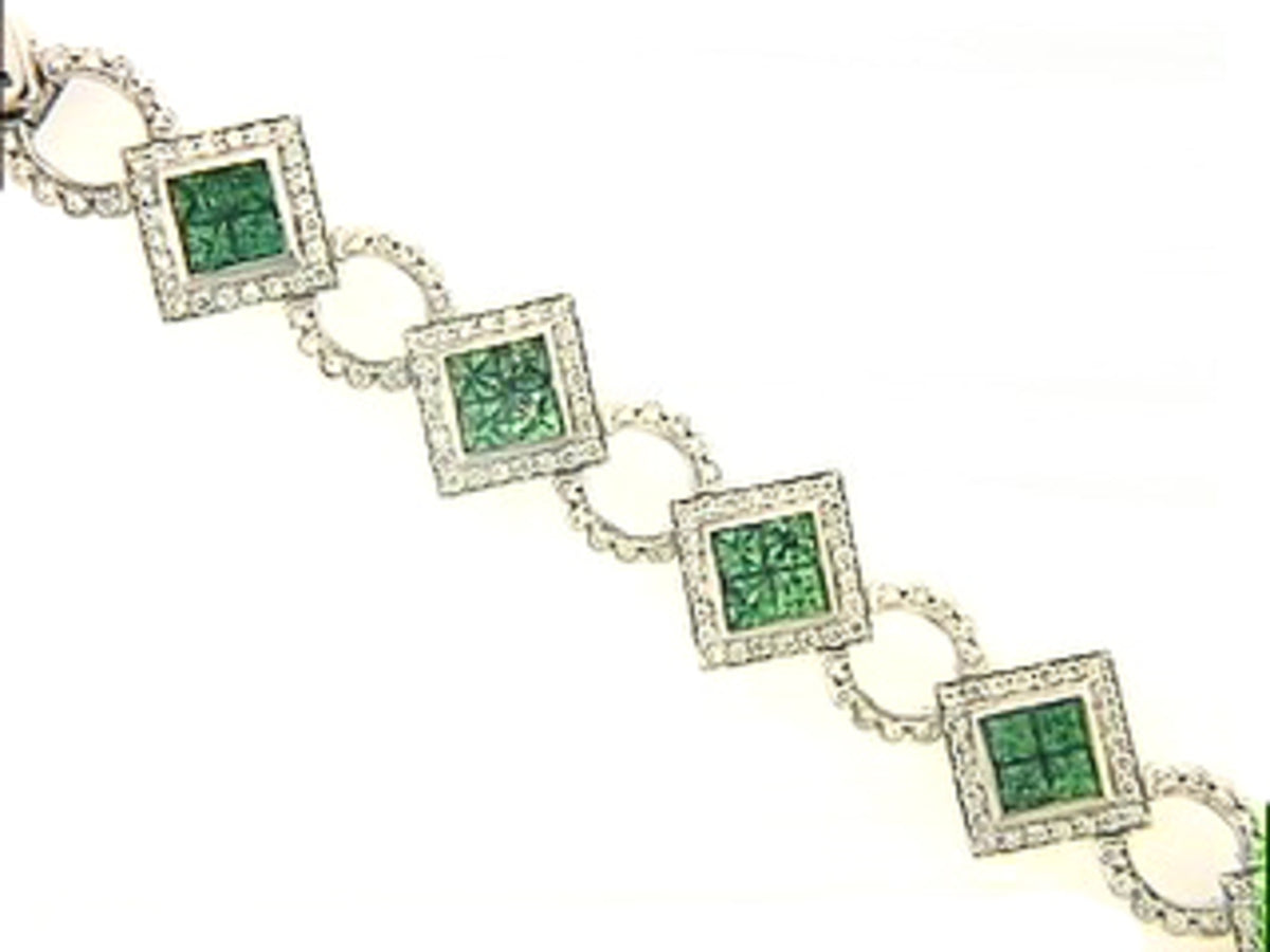 TSAVORITE & DIAMOND BRACELET, 18KW (N)