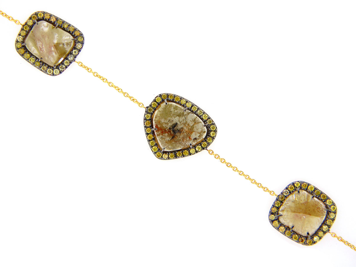 Rose Cut Fancy Color Diamond Bracelet, 18ky (N)