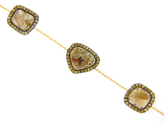 Rose Cut Fancy Color Diamond Bracelet, 18ky (N)