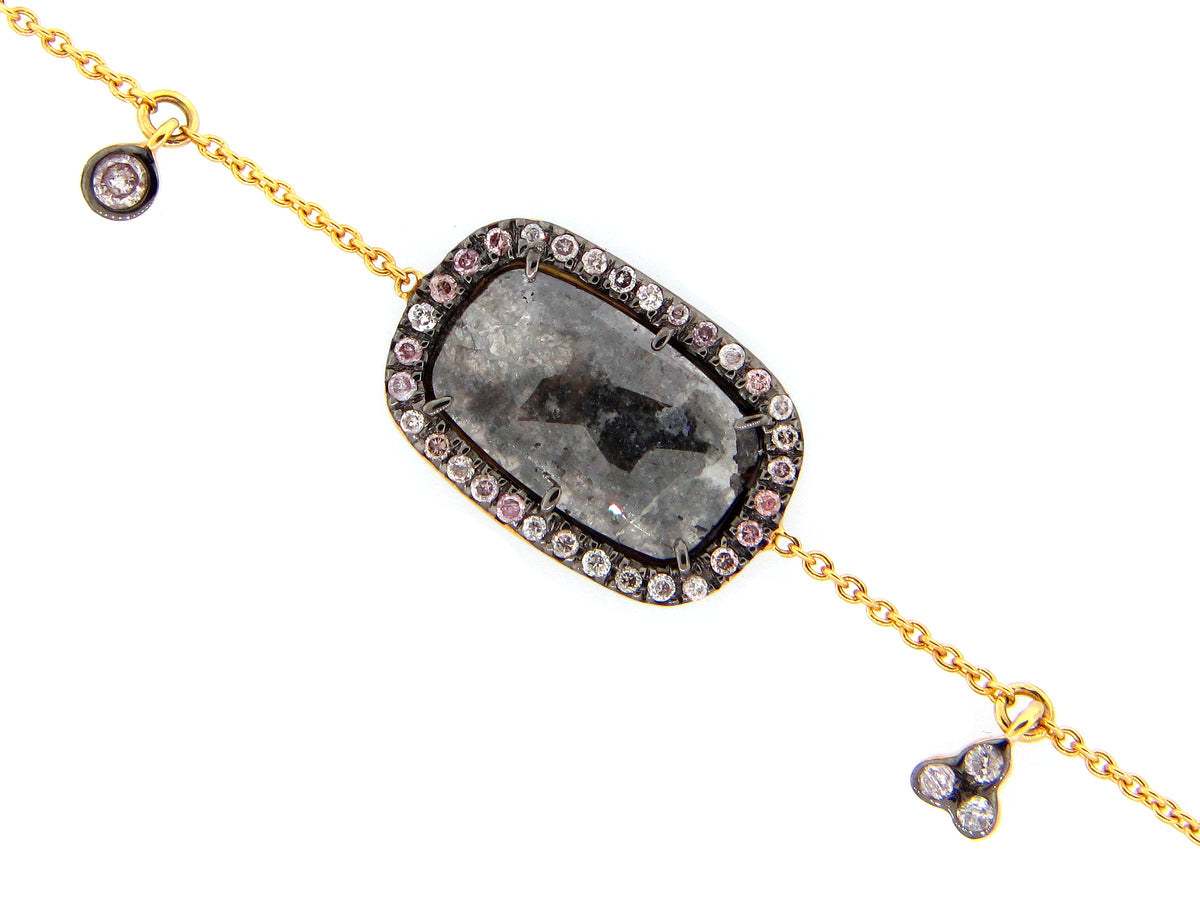 ROSE CUT FANCY COLOR DIAMOND BRACELET, 18KY (N)