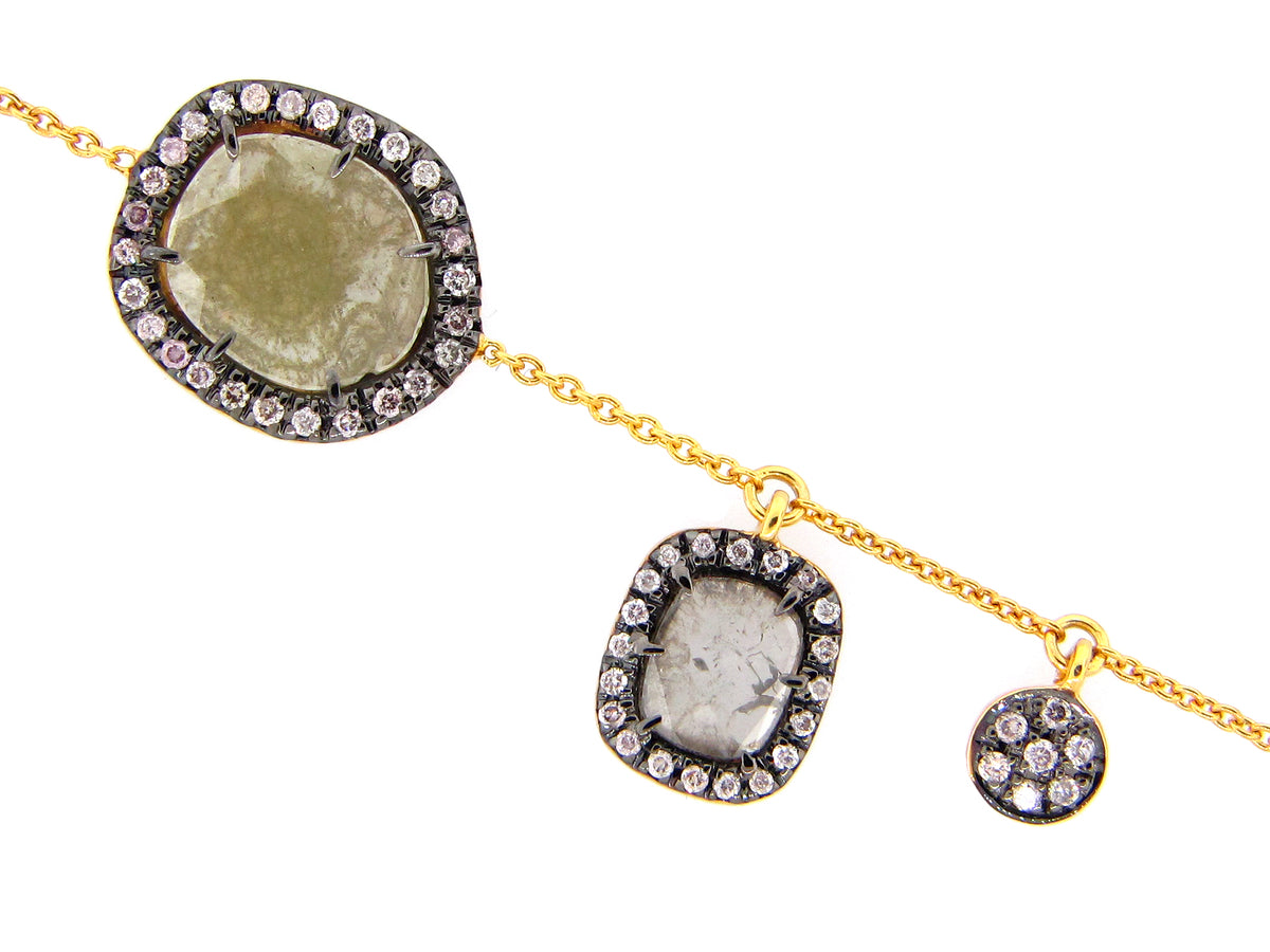 ROSE CUT FANCY COLOR DIAMOND BRACELET, 18KY (N)