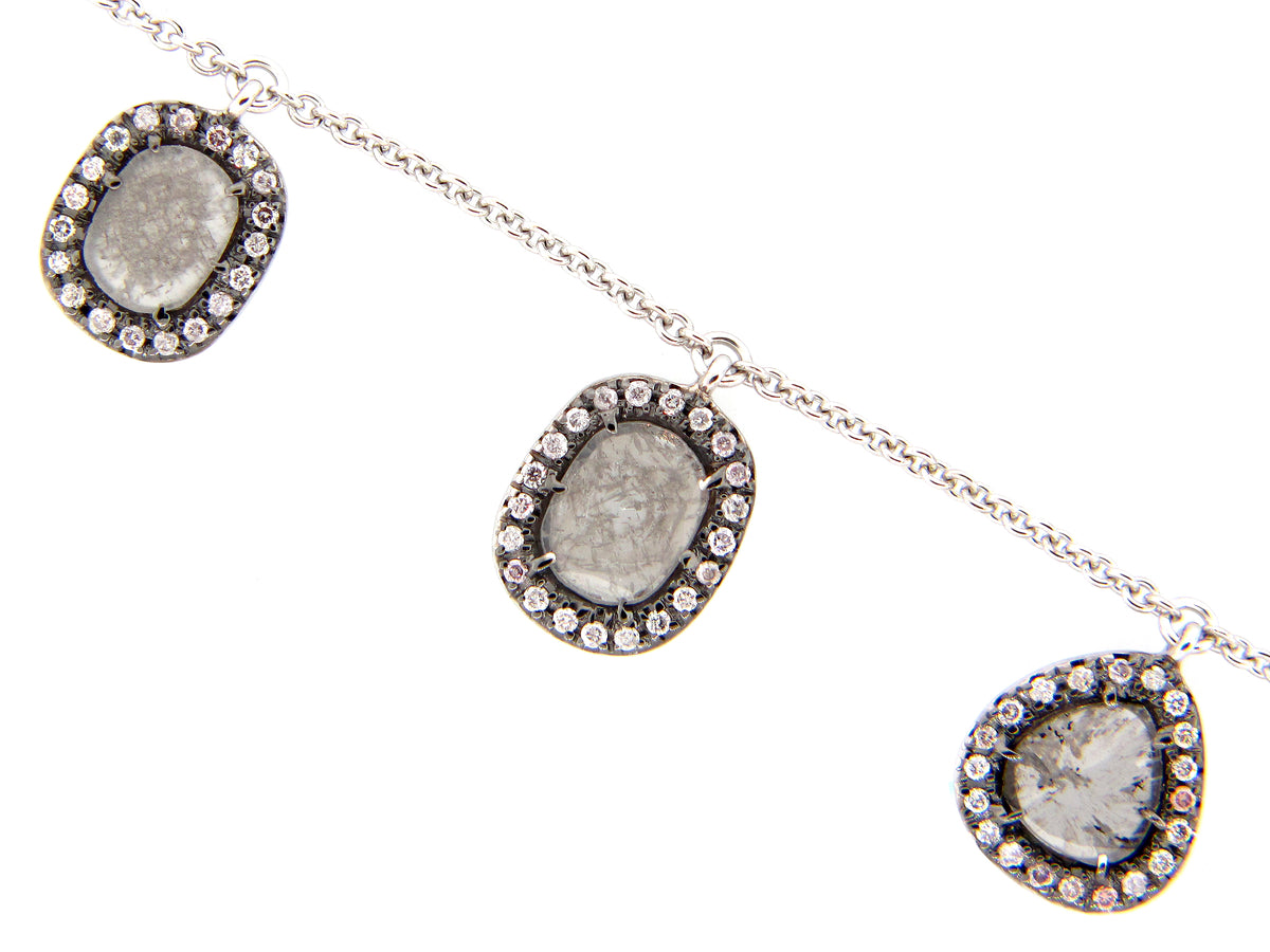 ROSE CUT FANCY COLOR DIAMOND BRACELET, 18KW (N)