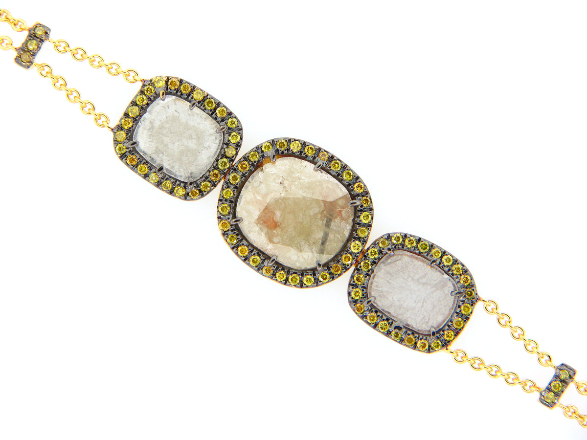 ROSE CUT FANCY COLOR DIAMOND BRACELET, 18KY (N)
