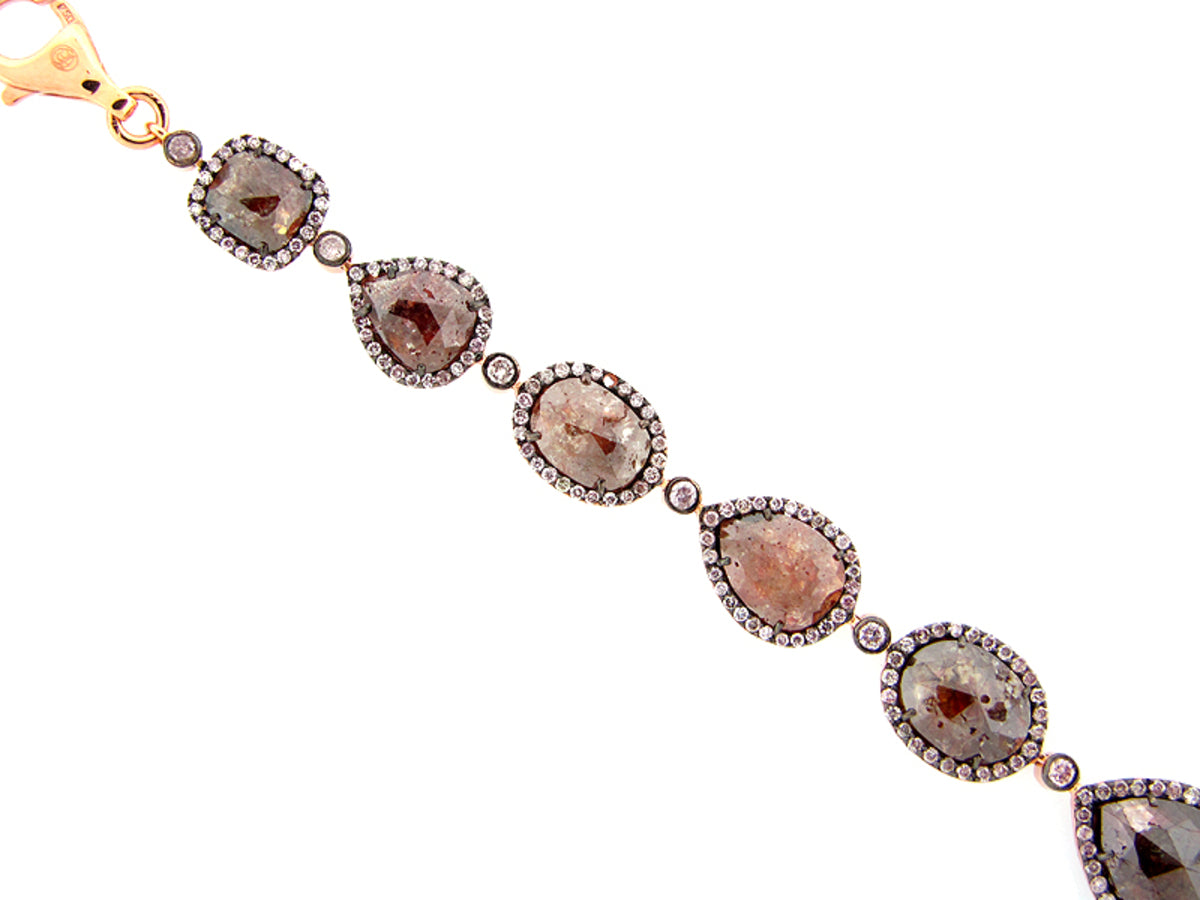 ROSE ROUGH CUT FANCY COLOR DIAMOND BRACELET, 18KR (N)