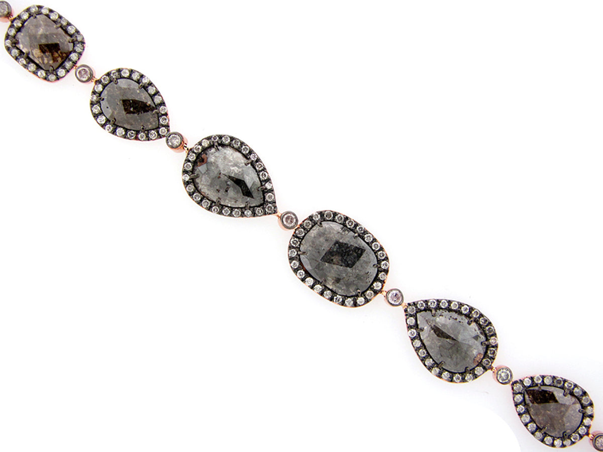 ROSE CUT SLICE FANCY COLOR DIAMOND BRACELET, 18KR (N)