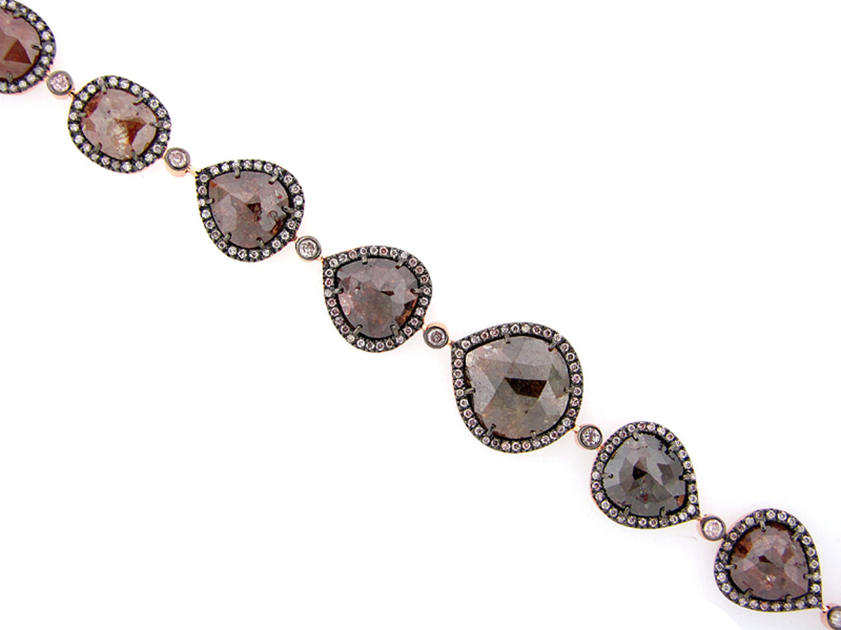 ROSE CUT SLICE  FANCY COLOR DIAMOND BRACELET, 18KR (N)