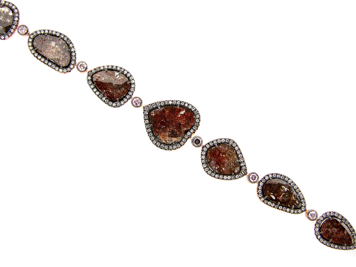 ROSE ROUGH CUT FANCY COLOR DIAMOND BRACELET, 18KR (N)