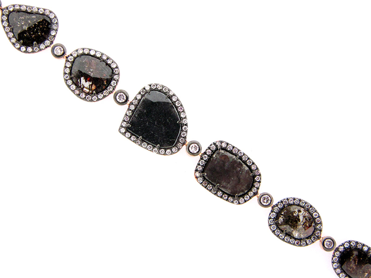ROSE CUT SLICE BROWN DIAMOND BRACELET, 18KR (N)