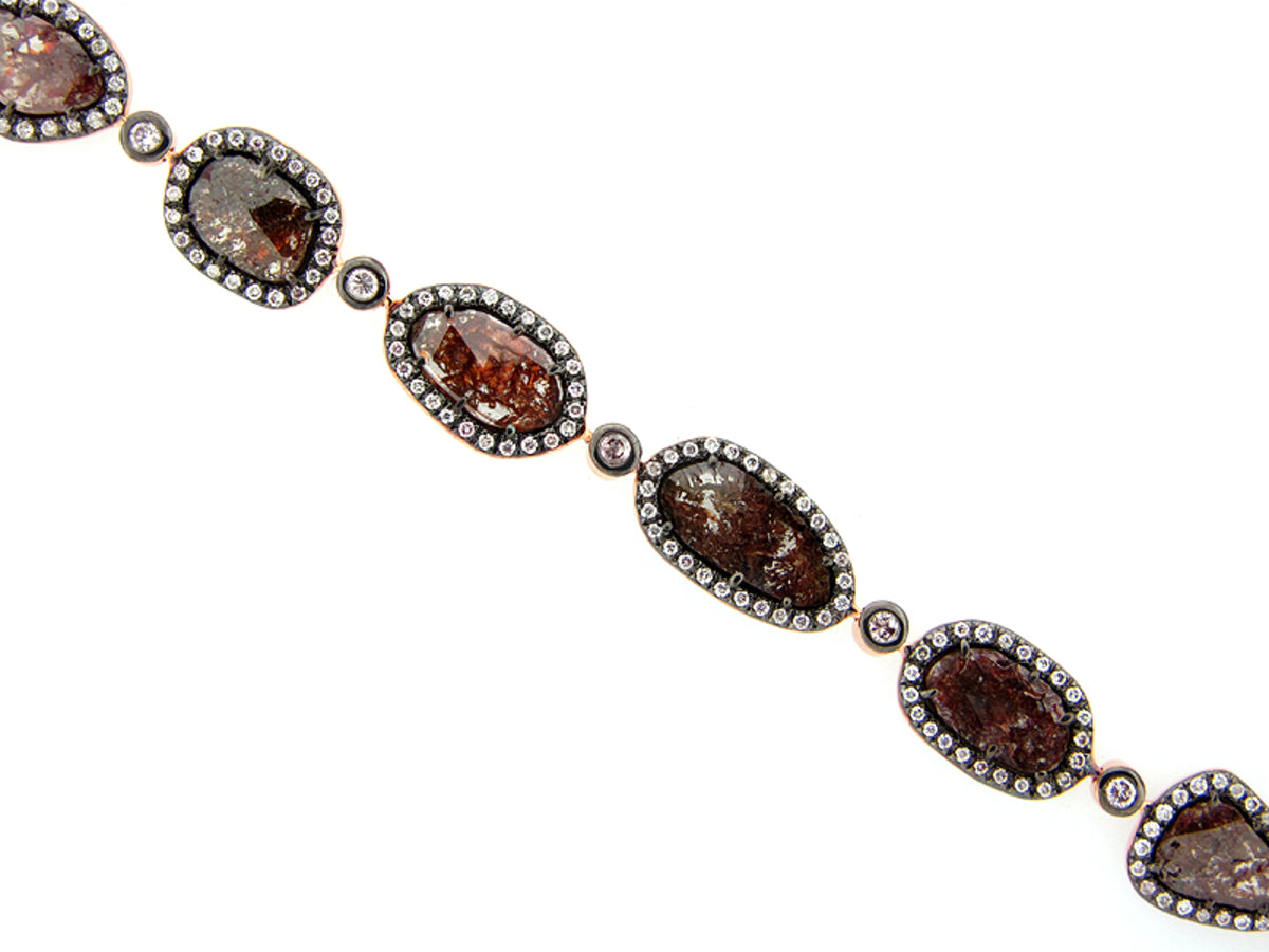 ROSE CUT SLICE BROWN DIAMOND BRACELET, 18KR (N)