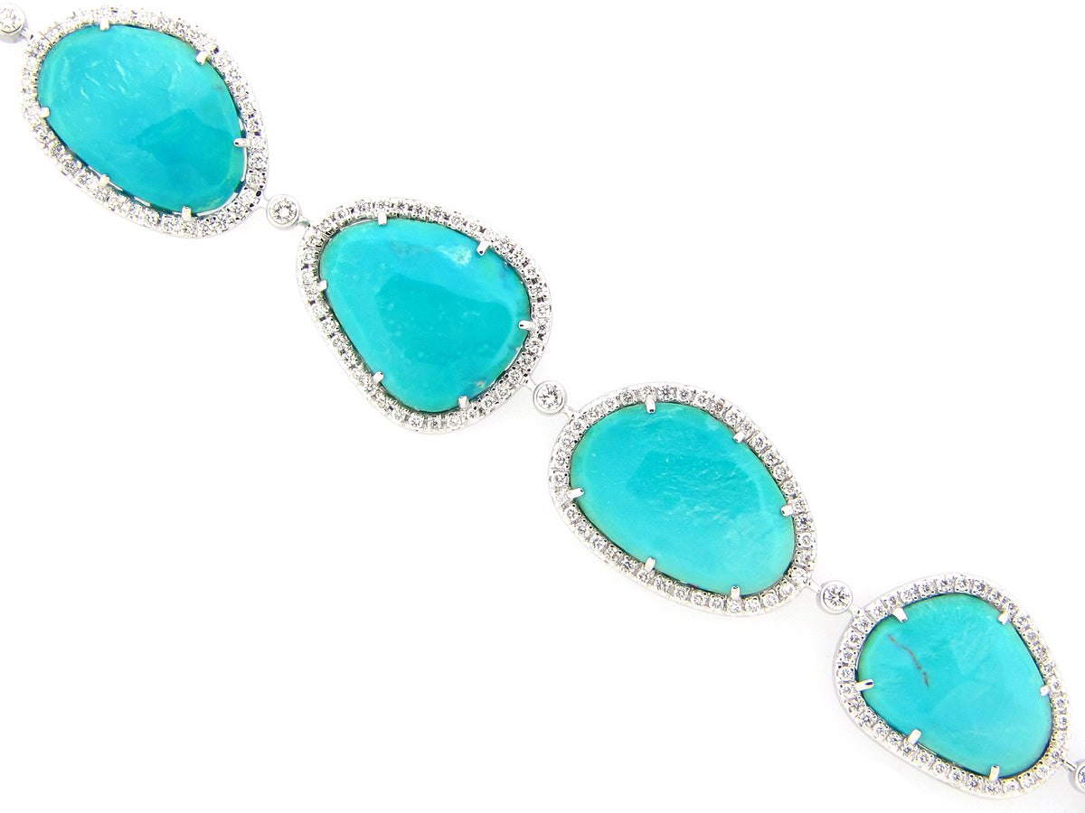 TURQUOISE & DIAMOND BRACELET, 18KW (N)