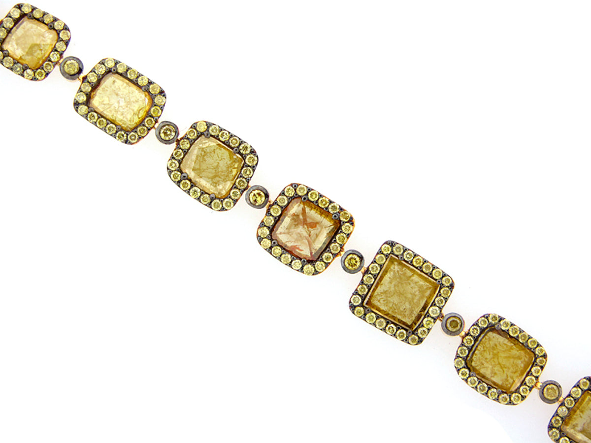ROSE ROUGH CUT YELLOW DIAMOND BRACELET, 18KY (N)
