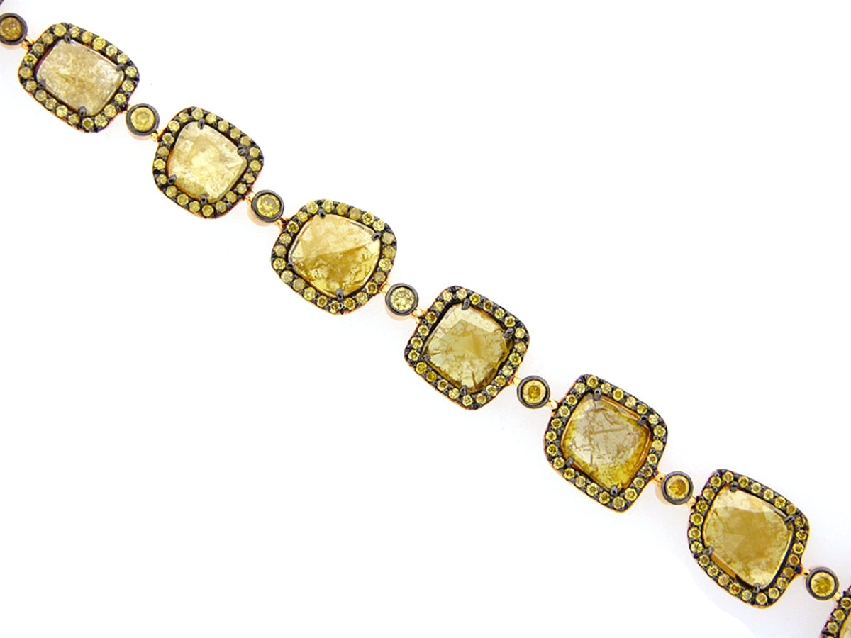 ROSE ROUGH CUT YELLOW DIAMOND BRACELET, 18KY (N)