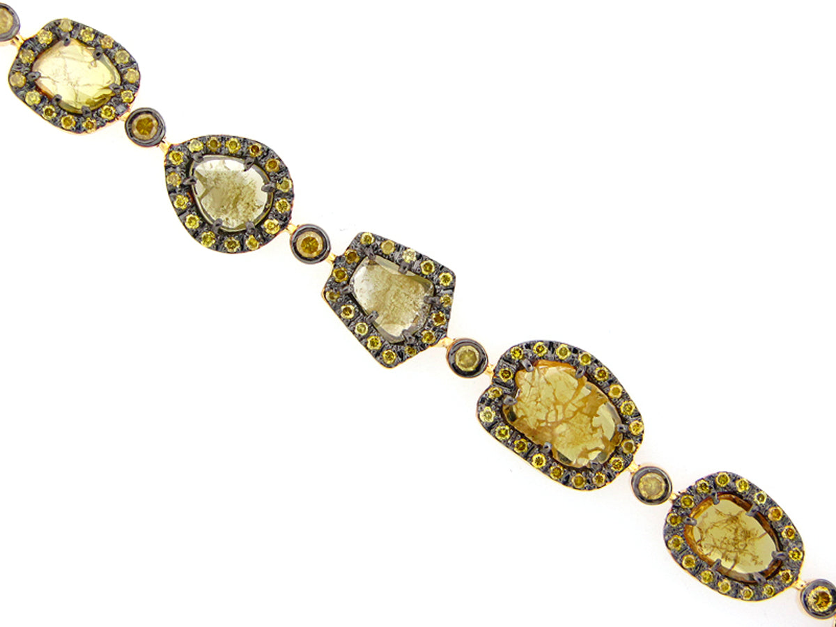 ROSE CUT SLICE YELLOW DIAMOND BRACELET, 18KY (N)
