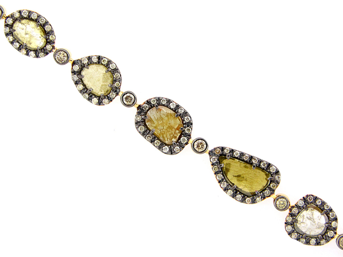 ROSE CUT SLICE YELLOW DIAMOND BRACELET, 18KY (N)