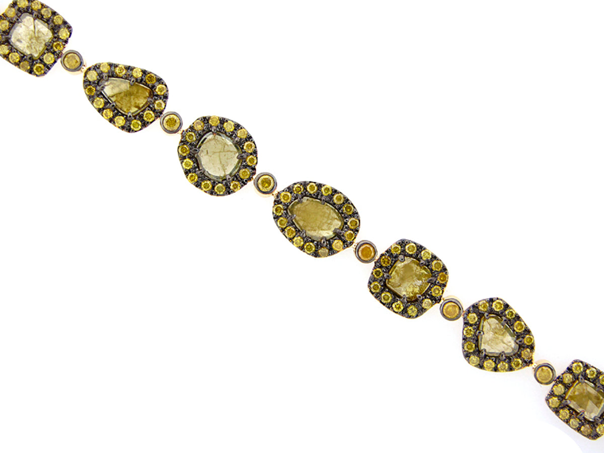 ROSE ROUGH CUT YELLOW DIAMOND BRACELET, 18KY (N)