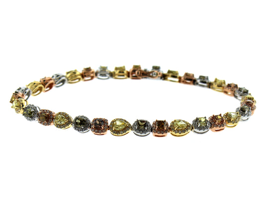 Natural Fancy Color Diamond Bracelet, 18kwyr (N)