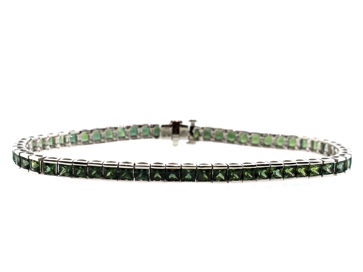 GREEN SAPPHIRE BRACELET, 14KW (H)